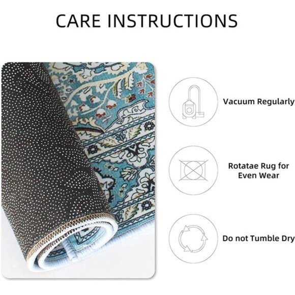 Persian Vintage Floor Mat, Boho Tribal Area Rug Stain Resistant - 23.5X 35.5 in - Picture 4 of 7